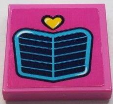 Lego Tile 2 x 2 with Vehicle Grille and Bright Light Orange Heart Pattern (Sticker) - Set 41430