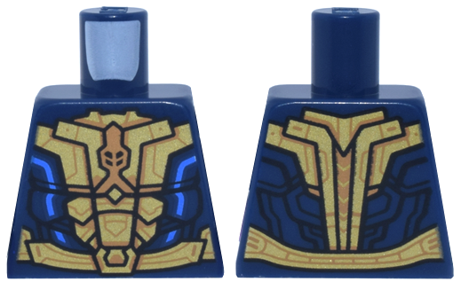 Lego Torso Gold and Medium Nougat Breastplate and Belt, Blue Armor Accents Pattern / Dark Blue