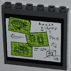 Lego Panel 1 x 6 x 5 with Drawings and Equations on Whiteboard Pattern (Sticker) - Set 79103