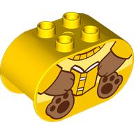 Lego Duplo Brick 2 x 4 x 2 Rounded Ends with Bear Body, Book Print / Yellow
