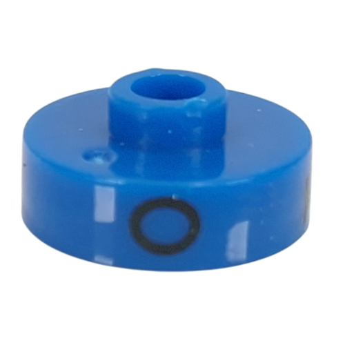 Lego Pen Bead, Round Short, Flat Edge with 'O', 'T', 'Z' Print / Blue