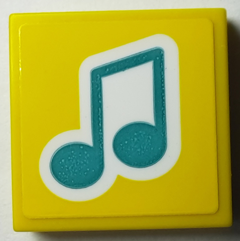 Lego Tile 2 x 2 with Dark Turquoise Music Note with White Outline Pattern (Sticker) - Set 40385