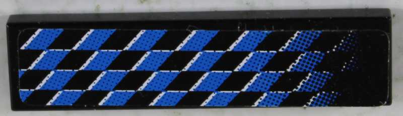 Lego Tile 1 x 4 with Fading Blue Checkered Pattern Right (Sticker) - Set 8458 / Black