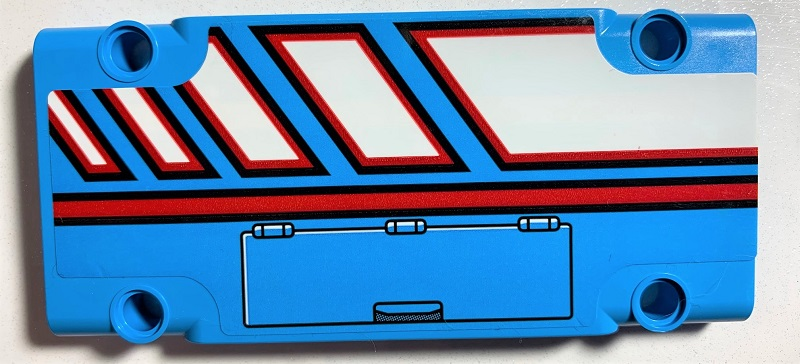 Lego Technic, Panel Plate 5 x 11 x 1 with Red Line, White Polygons Outlined in Red and Hatch Pattern Model Left Side (Sticker) - Set 42070