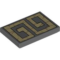 Lego Tile 2 x 3 with Tan Aztec Tile Print