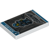 Lego Tile 2 x 3 with Video Game Soldier, 'Play-Box', and 'Space Game' Print / White
