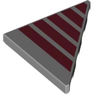 Lego Tile 45° Cut 4 x 4 (Triangle) with Dark Red Stripes Print / Light Bluish Gray