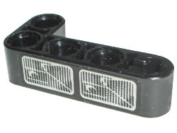 Lego Technic, Liftarm, Modified Bent Thick L-Shape 2 x 4 with Headlight Pattern Model Right Side (Sticker) - Set 8466
