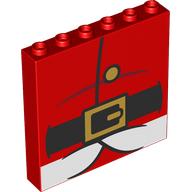 Lego Panel 1 x 6 x 5 with Santa Chest, Black Belt, Gold Belt Buckle, Button, White Fur Print / Red