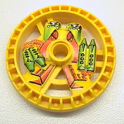 Lego Technic Disc 5 x 5 Notched, Toxic Print / Yellow