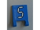 Lego Flag 2 x 2 Square with Flat Edge with White Number 5 with Black Outline on Blue Background Pattern (Sticker) - Set 3569 / Blue