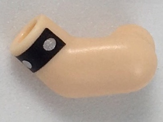 Lego Arm, Left with Black Cuff with Silver Dots Pattern / Light Nougat