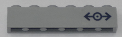 Lego Brick 1 x 6 with Train Logo Dark Blue Pattern Right (Sticker) - Set 60197 / Light Bluish Gray