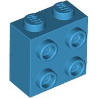 Lego Brick Special 1 x 2 x 1 2/3 with 4 Studs on 1 Side / Dark Azure