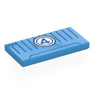 Lego Tile 2 x 4 with Blue Stripes, '4' in White Circle Print / Dark Azure