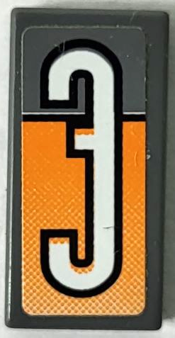 Lego Tile 1 x 2 with White Number 3 with Black Outline on Orange Gradient Background Pattern (Sticker) - Set 8154
