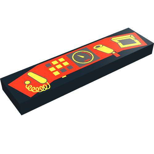 Lego Tile 1 x 4 with Control Panel Print / Black