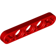 Lego Technic Beam 1 x 5 Thin with Axle Holes on Ends / Red