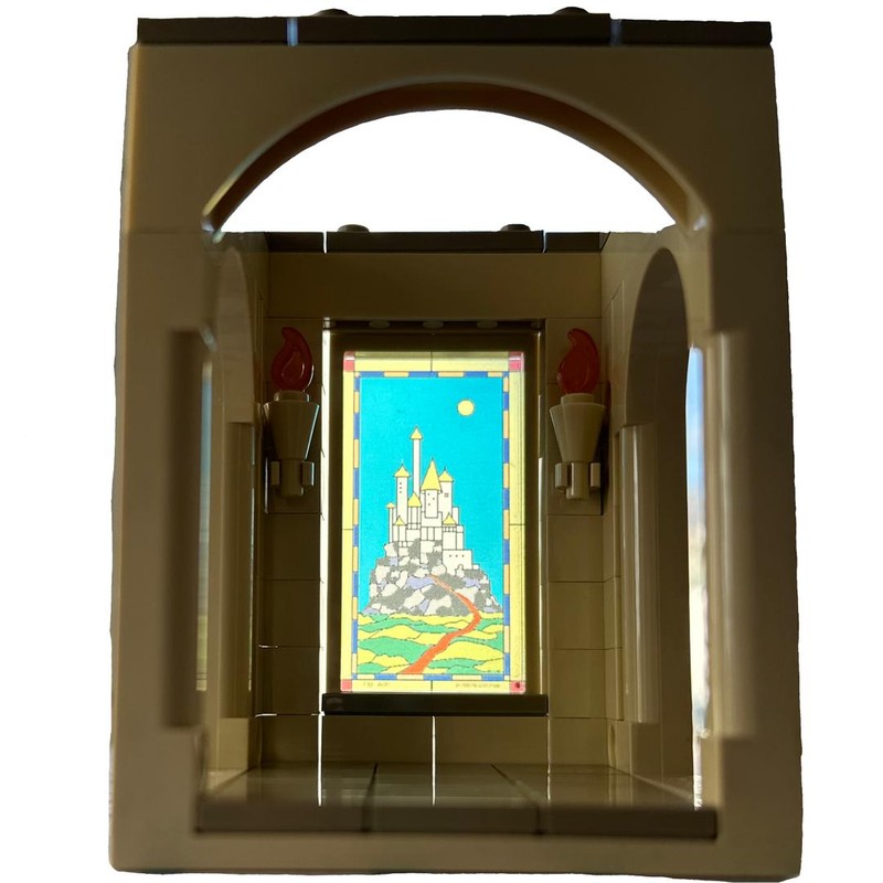 Lego Hogwarts stained glass window corridor