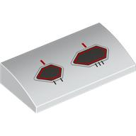 Lego Brick Curved 2 x 4 x 2/3 No Studs with Black/Red Air Intakes Print