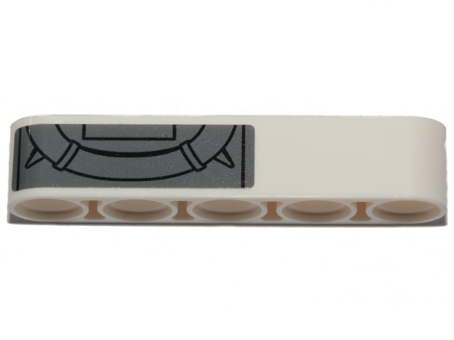 Lego Technic, Liftarm Thick 1 x 5 with Black Outlined Semicircles on Dark Bluish Gray Background Pattern (Sticker) - Set 75301 / White