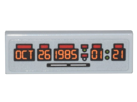 Lego Tile 1 x 3 with Time Machine Digital Clock Orange 'OCT 26 1985 01:21' Pattern (Sticker) - Set 10300