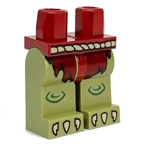 Lego Hips and Olive Green Legs with Dark Red Loin Cloth print