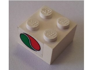 Lego Brick 2 x 2 with Octan Logo Pattern on Both Sides (Stickers) - Set 6543 / White