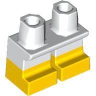 Lego Legs Short with Yellow Feet Pattern [Multi Color Injection] / White