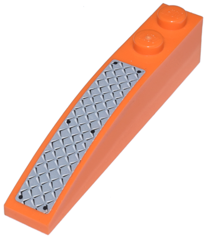 Lego Slope, Curved 6 x 1 with 2 Studs with Tread Plate Pattern (Sticker) - Set 7738