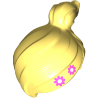 Lego Hair Ponytail Off-center with Flowers Print / Bright Light Yellow