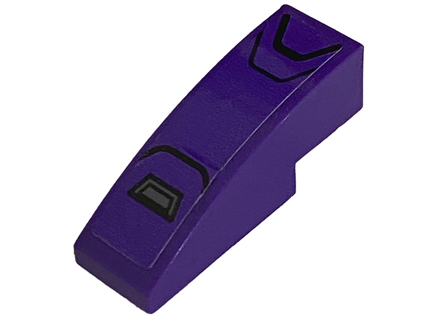 Lego Slope, Curved 3 x 1 with Armor Plates with Black Outlines Pattern (Sticker) - Set 76831 / Dark Purple