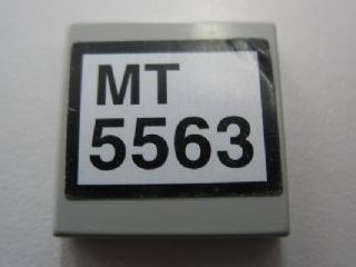 Lego Tile 2 x 2 with 'MT 5563' Pattern (Sticker) - Set 5563 / Light Gray