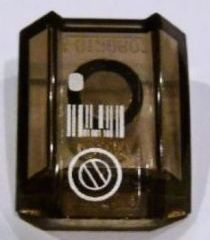 Lego Slope, Curved 2 x 2 Lip with Silver Windscreen Display Pattern (Sticker) - Set 7704 / Trans-Brown