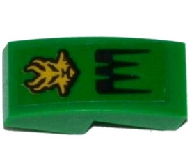 Lego Slope, Curved 2 x 1 x 2/3 with Air Intake and Gold Ninjago Lloyd Power Emblem Pattern (Sticker) - Set 70601