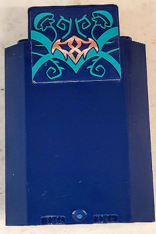 Lego Panel 3 x 3 x 6 Corner Wall without Bottom Indentations with Dark Turquoise and Silver Elves Scrollwork Pattern (Sticker) - Set 41194