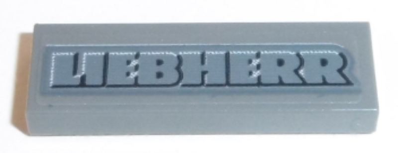 Lego Tile 1 x 3 with Light Bluish Gray 'LIEBHERR' Pattern (Sticker) - Set 42100 / Dark Bluish Gray