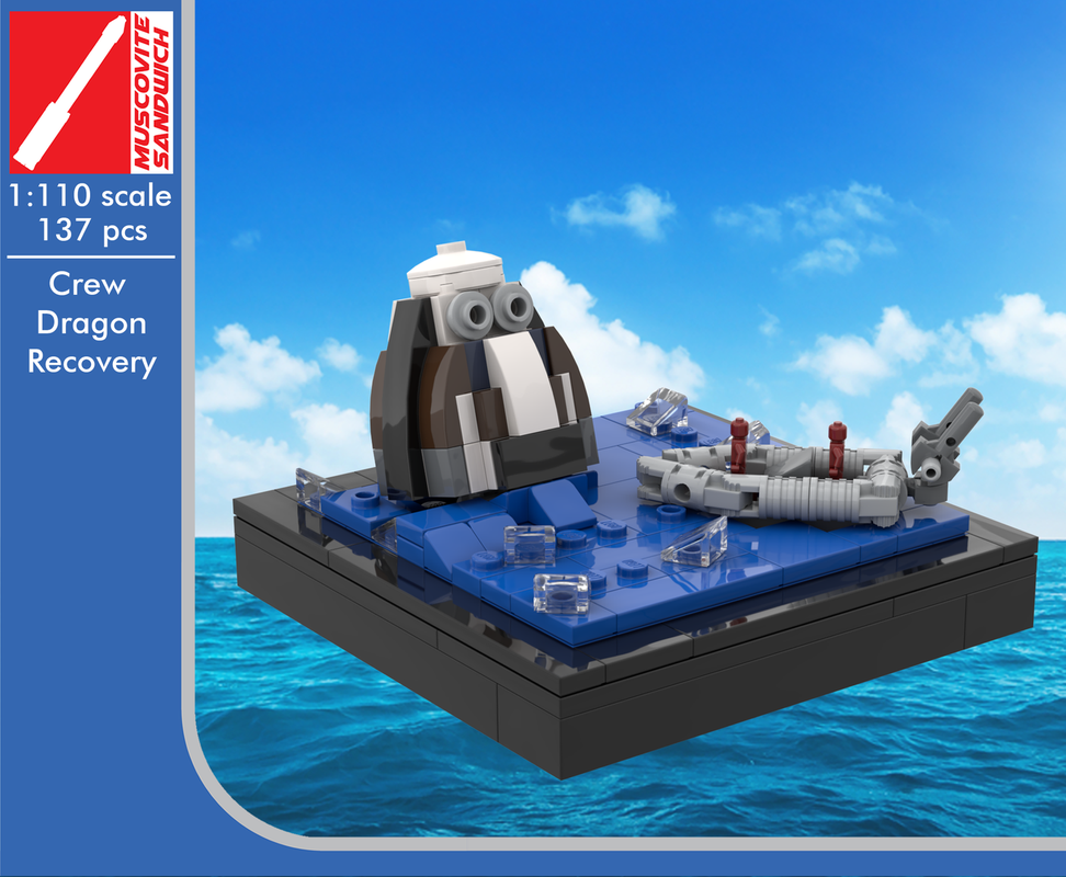 Lego SpaceX Crew Dragon recovery [Saturn V scale]