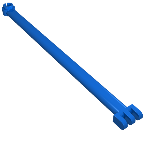 Lego Hinge Bar 12L with 3 Fingers and Open End Stud / Blue