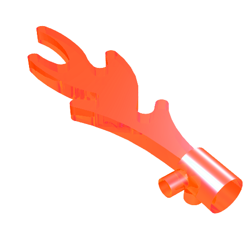 Lego Wave / Flame Rounded with Base Pegs / Trans-Neon Orange
