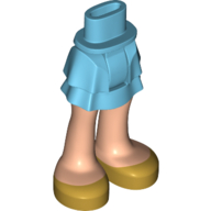Lego Minidoll Hips and Layered Skirt with Light Nougat Legs and Golden Shoes Print / Medium Azure