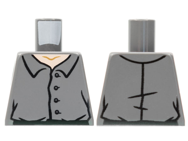 Lego Torso Shirt with 4 Buttons, Light Nougat Neck Pattern / Dark Bluish Gray