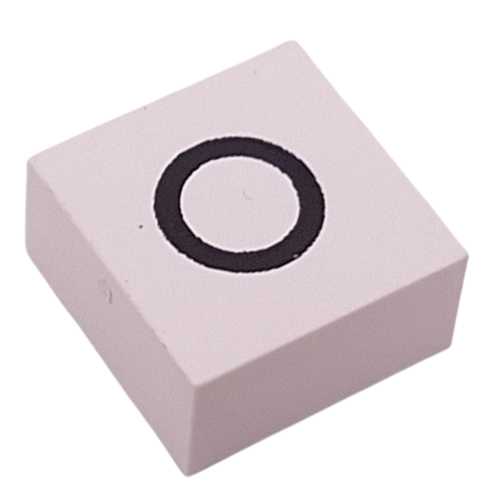 Lego Modulex Tile 2 x 2 with Black Large Circle Print, without Internal Supports / Modulex White