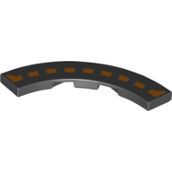 Lego Tile 4 x 4 Curved, Macaroni with Bright Orange Dotted Line Print