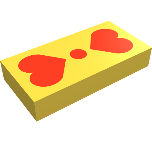 Lego Tile 1 x 2 with Red Hearts Print Scala Jewelry