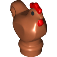 Lego Animal, Chicken with Red Comb Pattern, Black Eyes print / Dark Orange