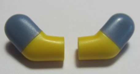Lego Arm, (Matching Left and Right) Pair with Molded Sand Blue Short Sleeves  Pattern / Yellow