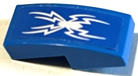 Lego Slope, Curved 2 x 1 x 2/3 with White Spider Pattern (Sticker) - Set 76113 / Blue