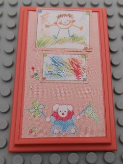 Lego Scala Wall, Panel 6 x 10 with Bulletin Board and Crayon Drawings Pattern (Stickers) - Set 3241