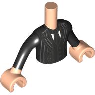 Lego Minidoll Torso Man with Light Nougat Arms and Hands with Black Suit, Tie, Light Bluish Grey Stripes print / Light Nougat